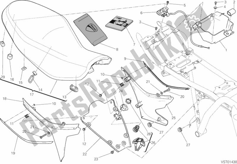 All parts for the Seat of the Ducati Scrambler Sixty2 Thailand USA 400 2016